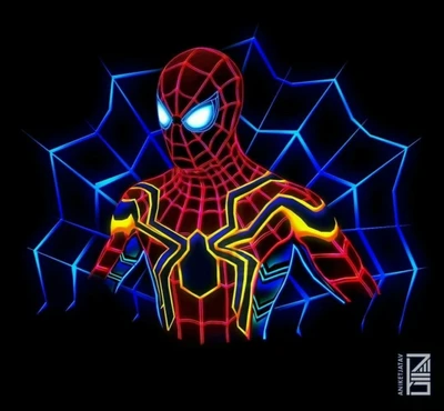 Spider-Man in Neon: A Digital Tribute to Avengers Infinity War