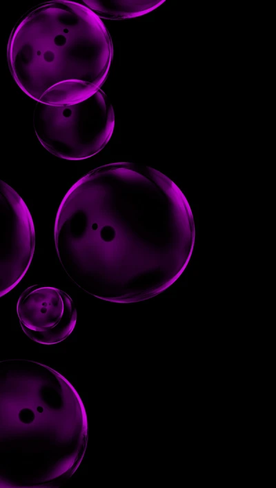 Bulles violettes abstraites sur fond noir