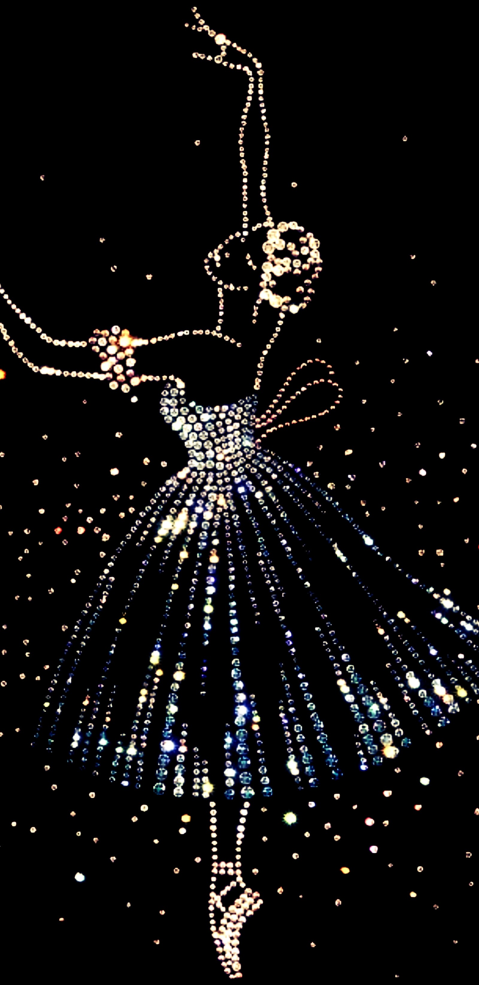 A close up of a ballerina in a dress with beads (abstract, ballerina, broken, diamond, display)