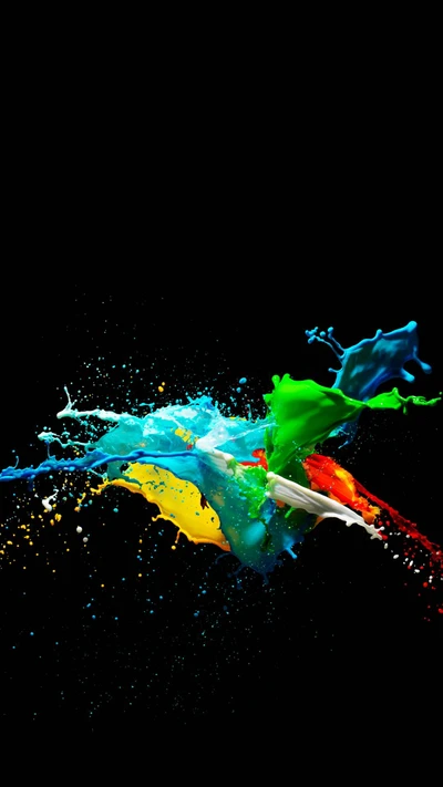 Vibrant Color Splash on Dark Minimal Background