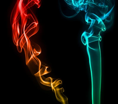 Arte abstracto vibrante de humo en colores audaces