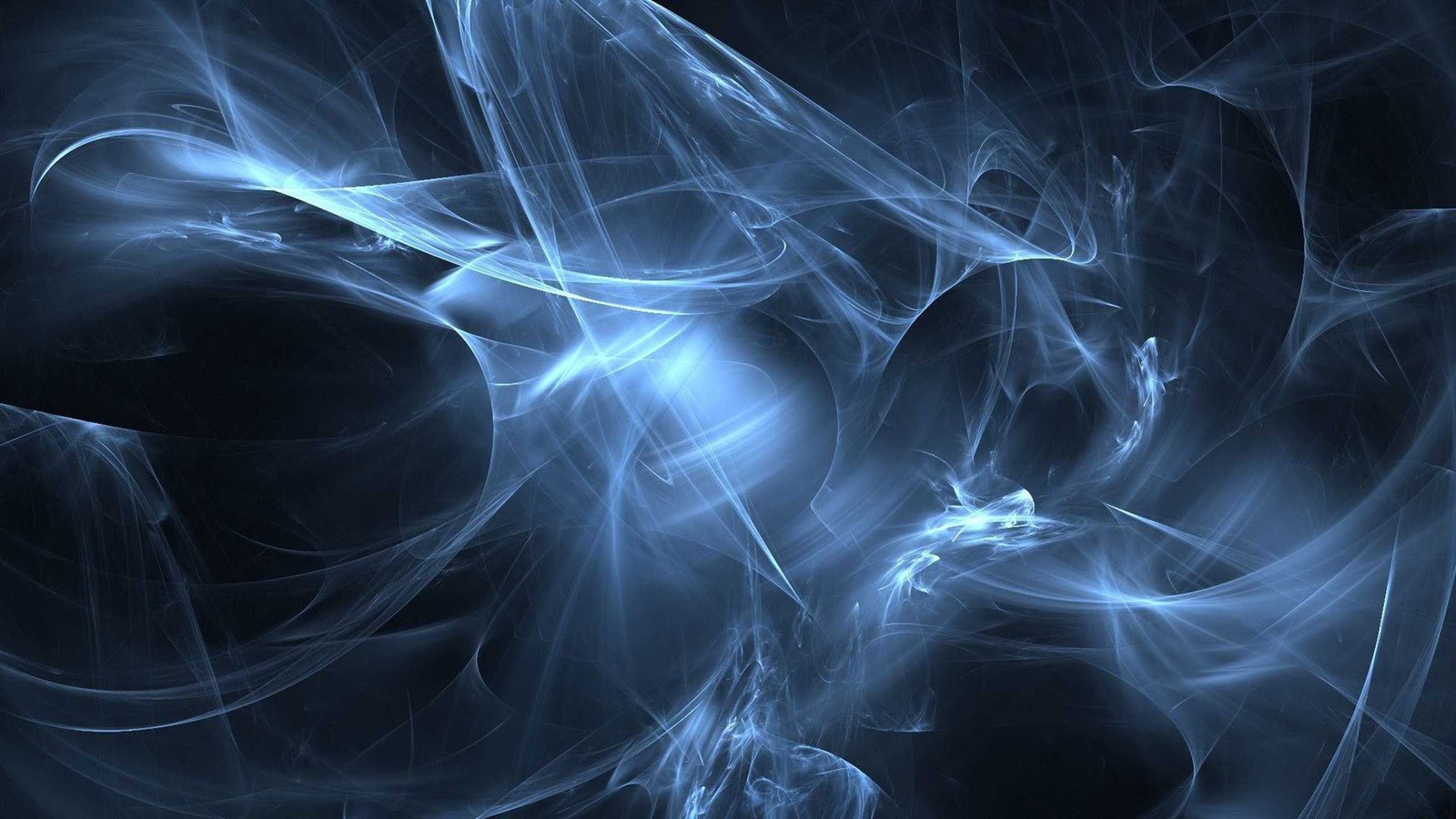 A close up of a blue smoke swirl on a black background (fractal art, electric blue, graphics, space, blue)