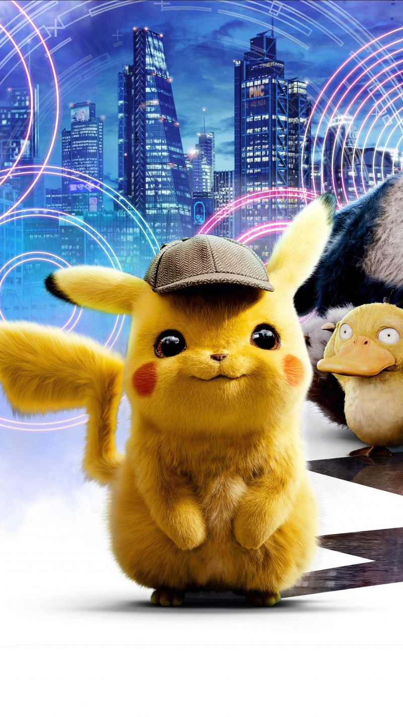 Покемоны пикачу и другие персонажи в городском пейзаже (pikachu, свет, игрушка, кролик, здание)