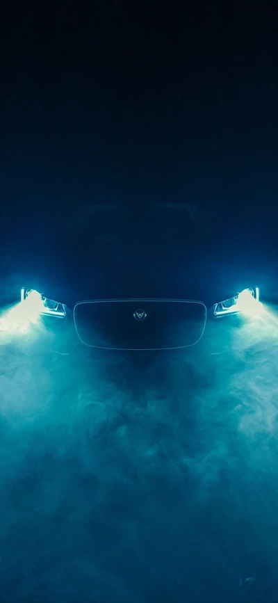 Jaguar F-Pace: Elegância iluminada em atmosfera azul elétrica