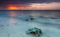 mar, atardecer, océano, orilla, horizonte