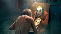 Confronting Identity: Joaquin Phoenix as Joker in a Haunting Reflection