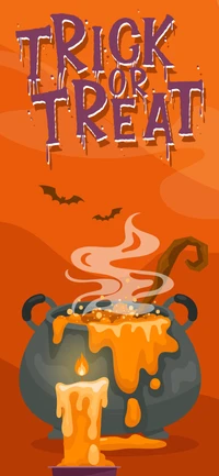 Spooky Halloween Cauldron: Trick or Treat Illustration