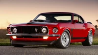 Ford Mustang Mach 1 de 1970 : Voiture Musclée Iconique en Rouge Vif