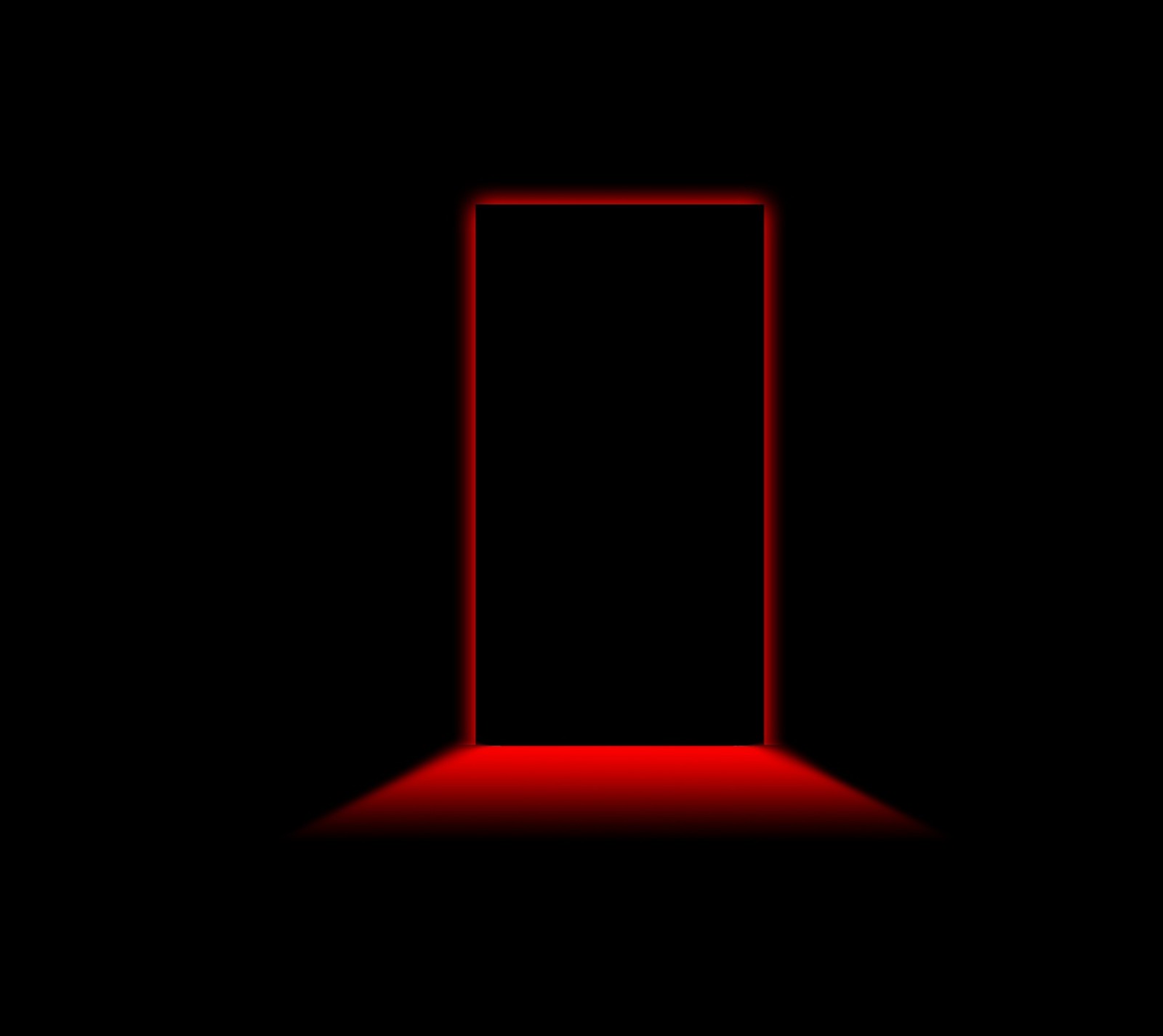 Une porte rouge dans l'obscurité avec de la lumière qui en sort (porte, s3)