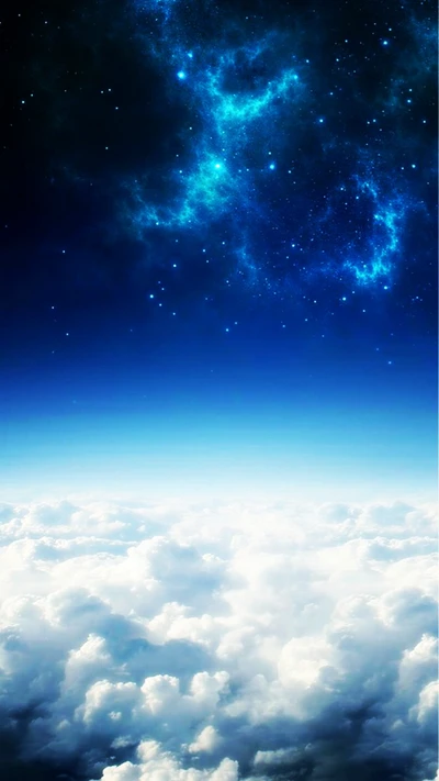 Starry Sky Over Cloudy Horizon