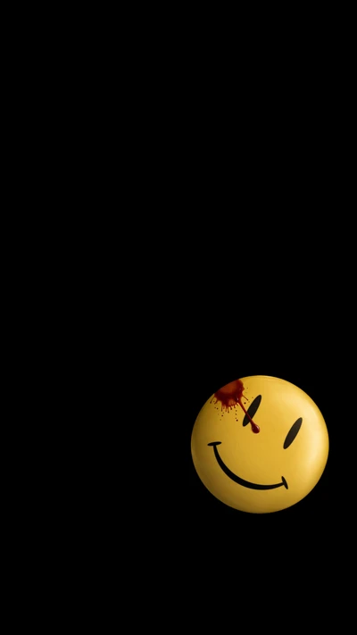 Smiley Face with Bloodstain: A Dark Comic Parody