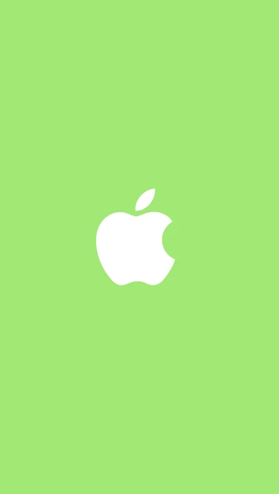 Logo minimalista de Apple sobre fondo verde vibrante