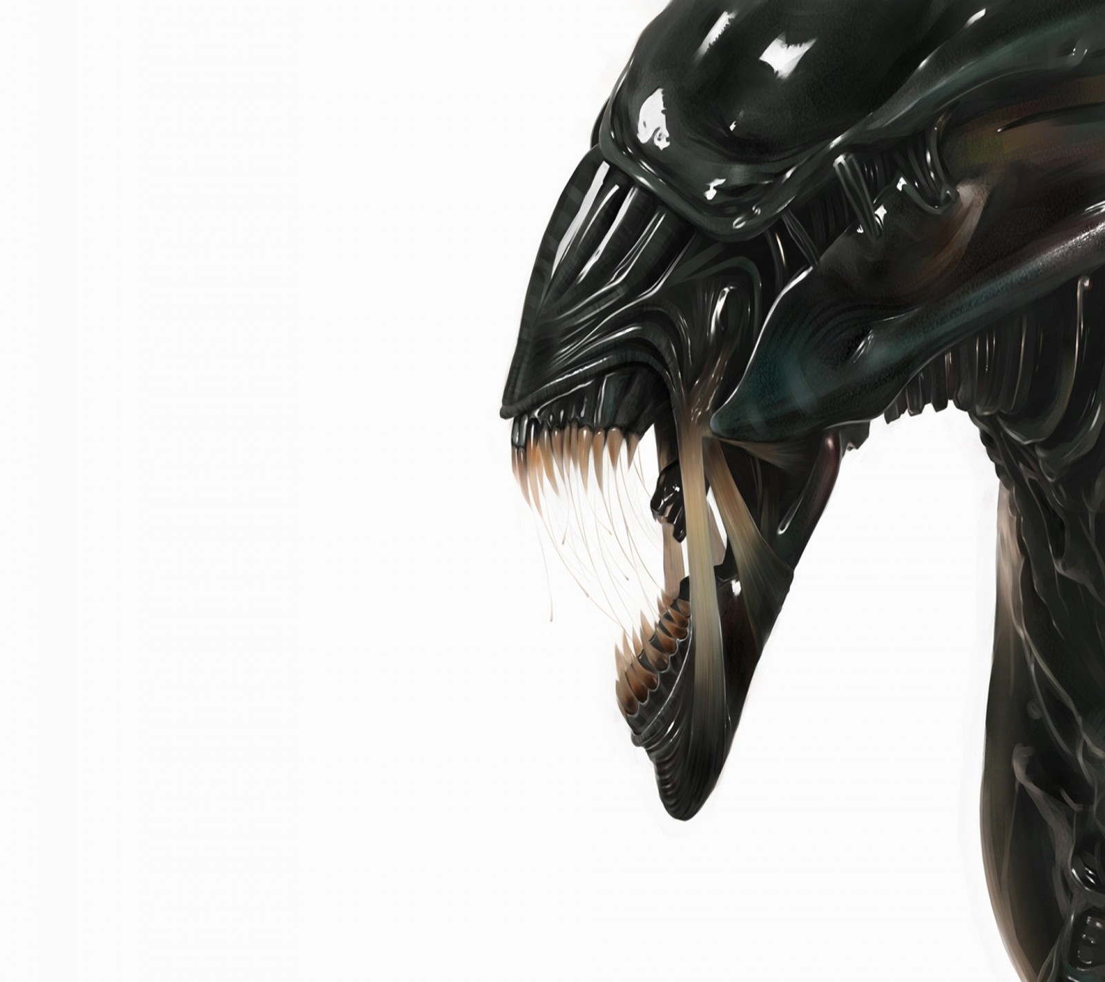 Alien statue of a man with a large mouth and sharp teeth (alien, aliens, hungry)