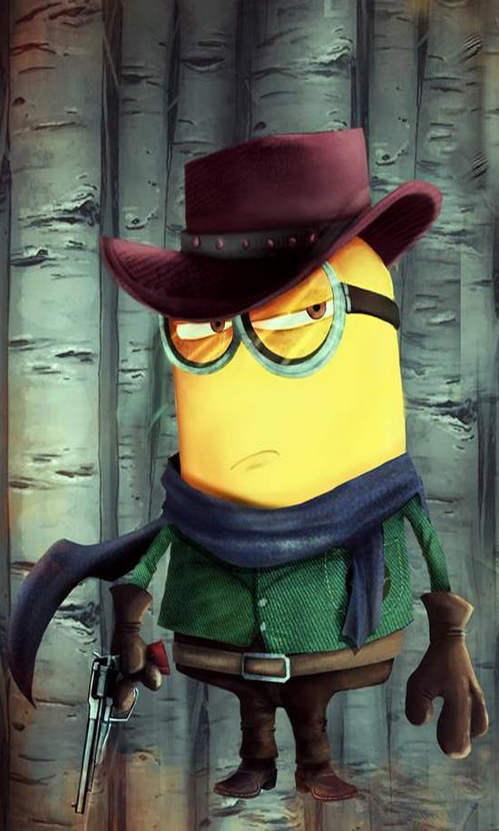 Lade cowboy, django unchained, waffe, minion, film Hintergrund herunter