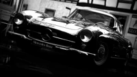 mercedes benz w186, sports car, car, classic car, black and white wallpaper