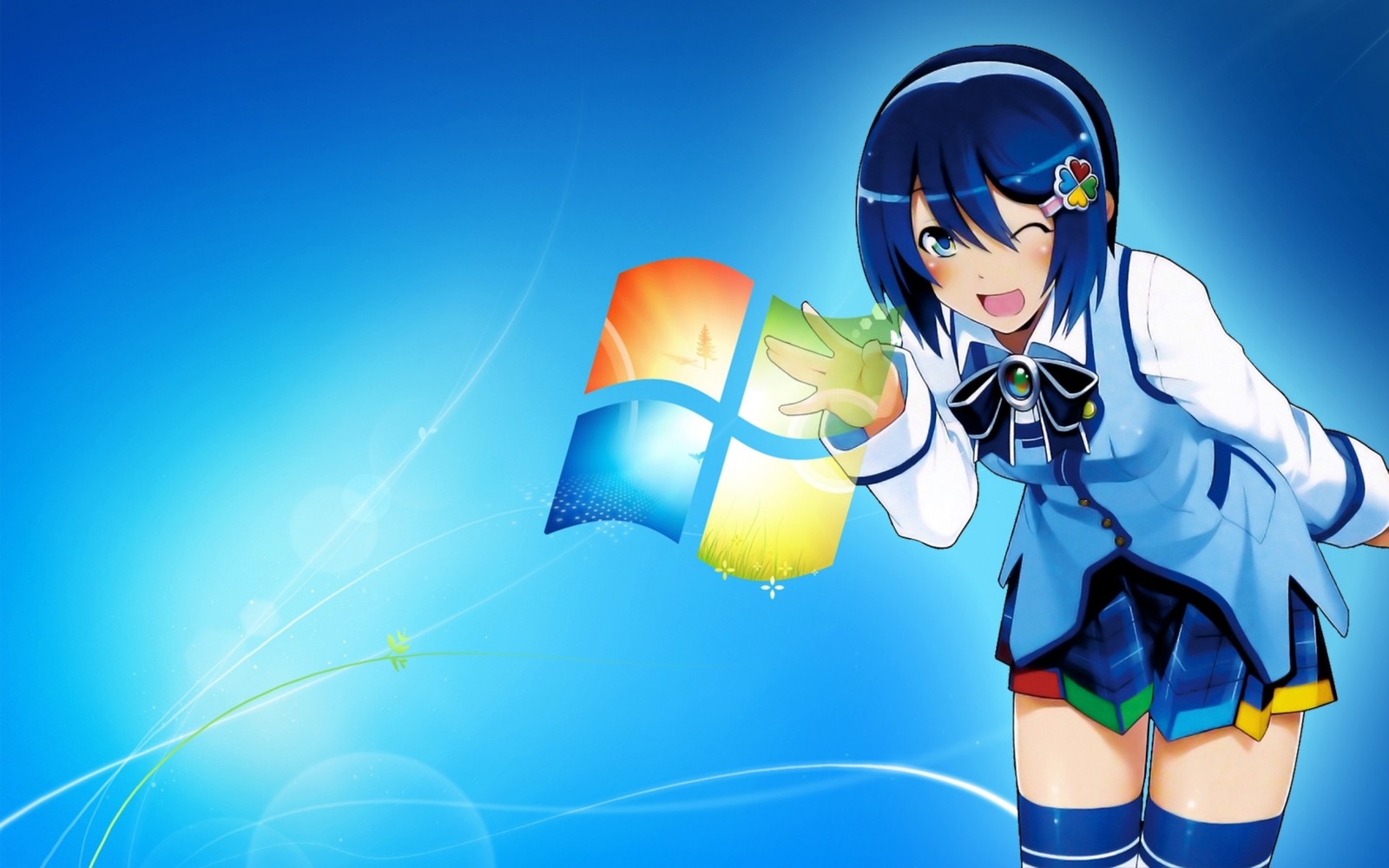 Lade windows 7, anime, microsoft windows, graphiken, fiktive figur Hintergrund herunter