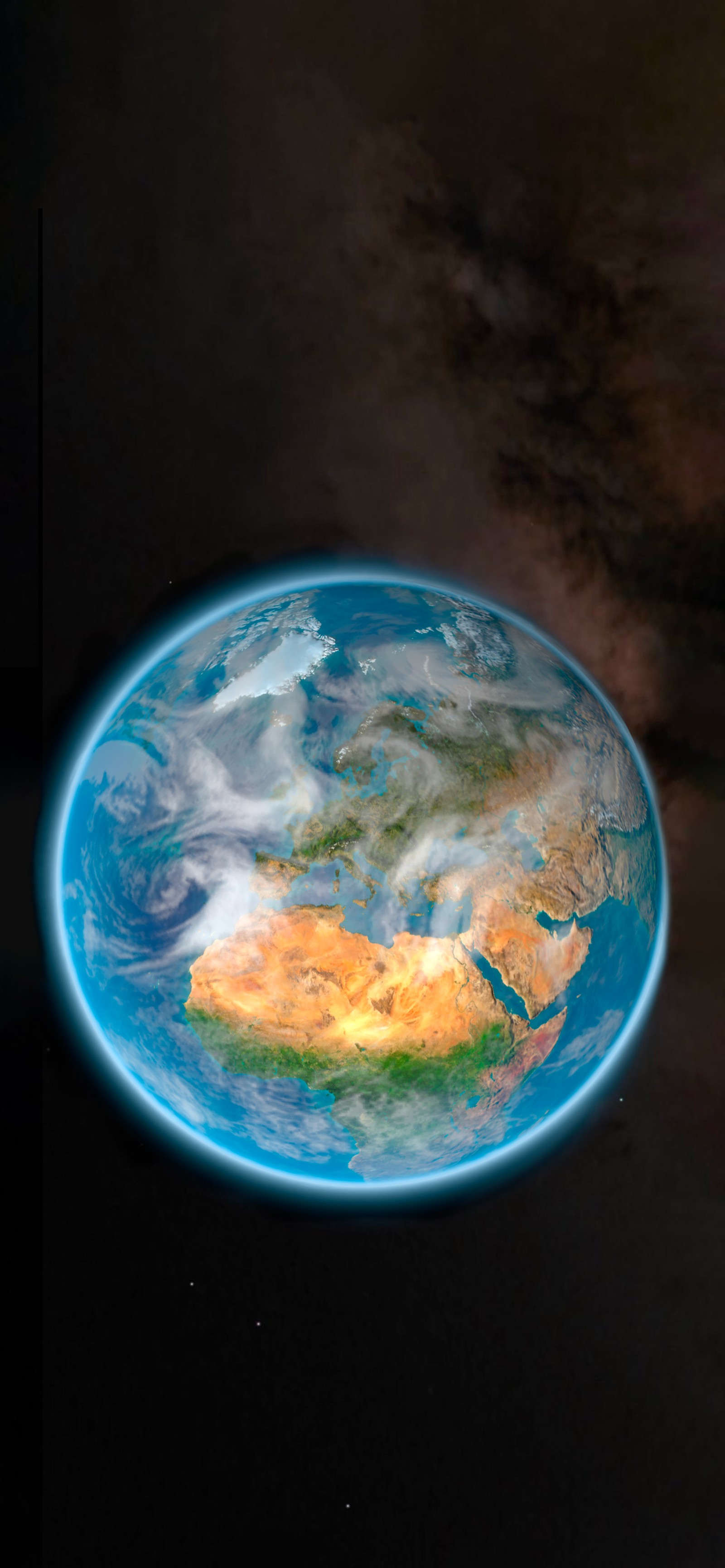 Arafed view of the earth with a bright blue glow (earth, ios 16, apples, ios, world)