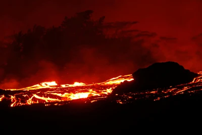 lava, volcano, lava flow, fire, wildfire