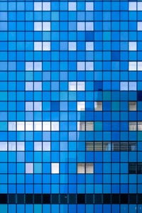 Mosaico azul simétrico de rectángulos azul eléctrico y aqua