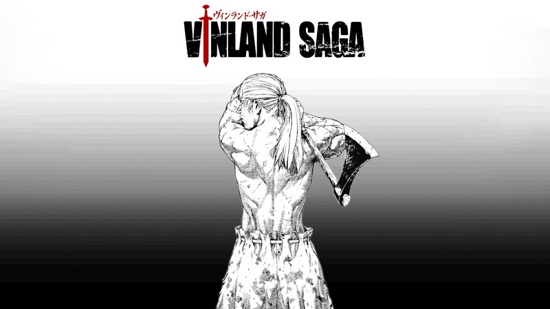 Рисунок женщины, держащей нож в руке. (сага о винланде, vinland saga, 5k, черно белый, торфинн)