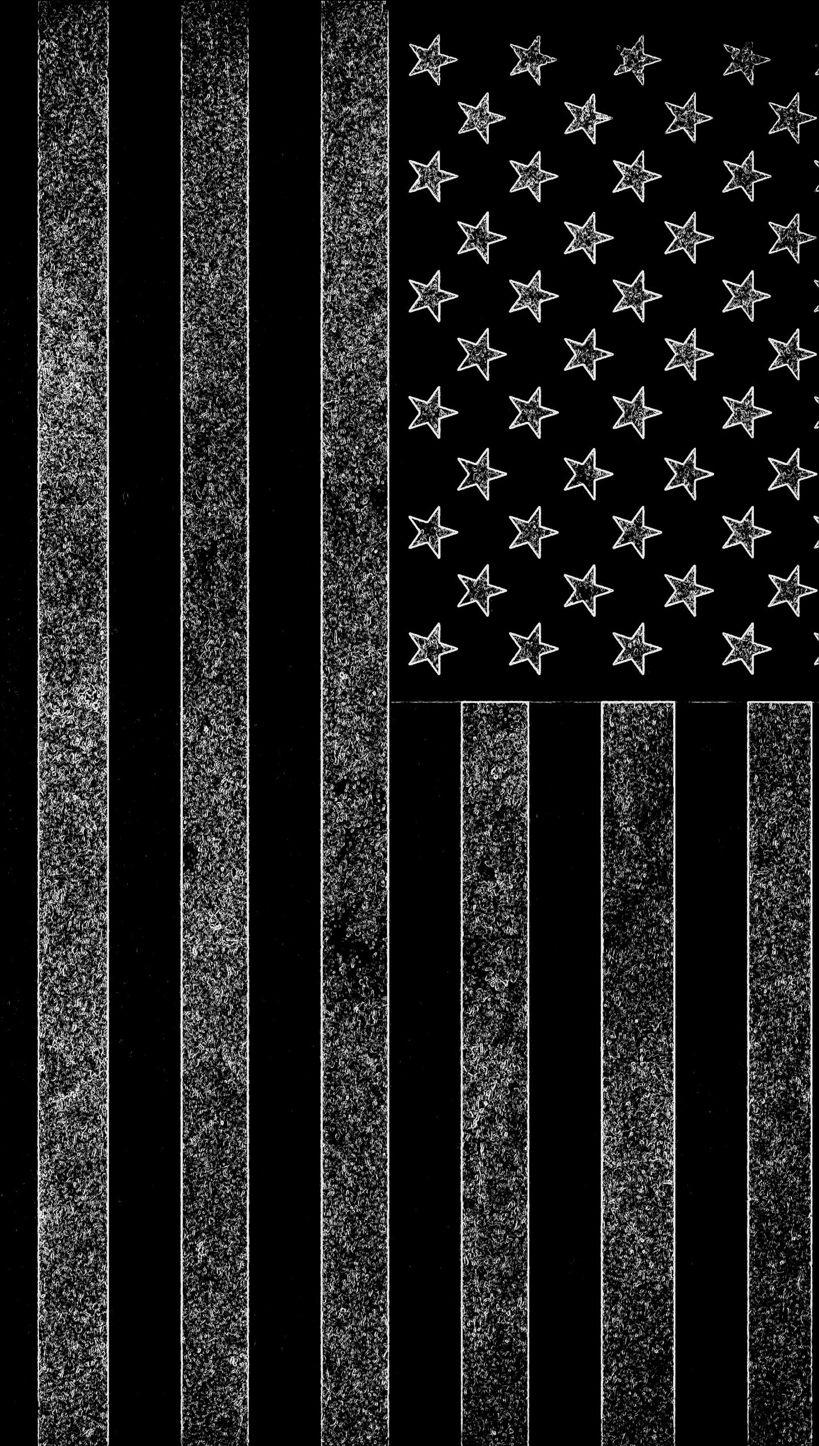 Une photo en noir et blanc d'un drapeau américain avec des étoiles (the american flags, états unis, usa)