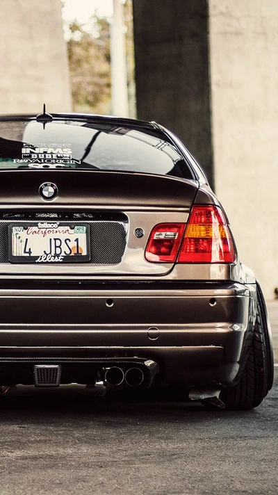 Tuned BMW Car with Custom Exhaust and License Plate