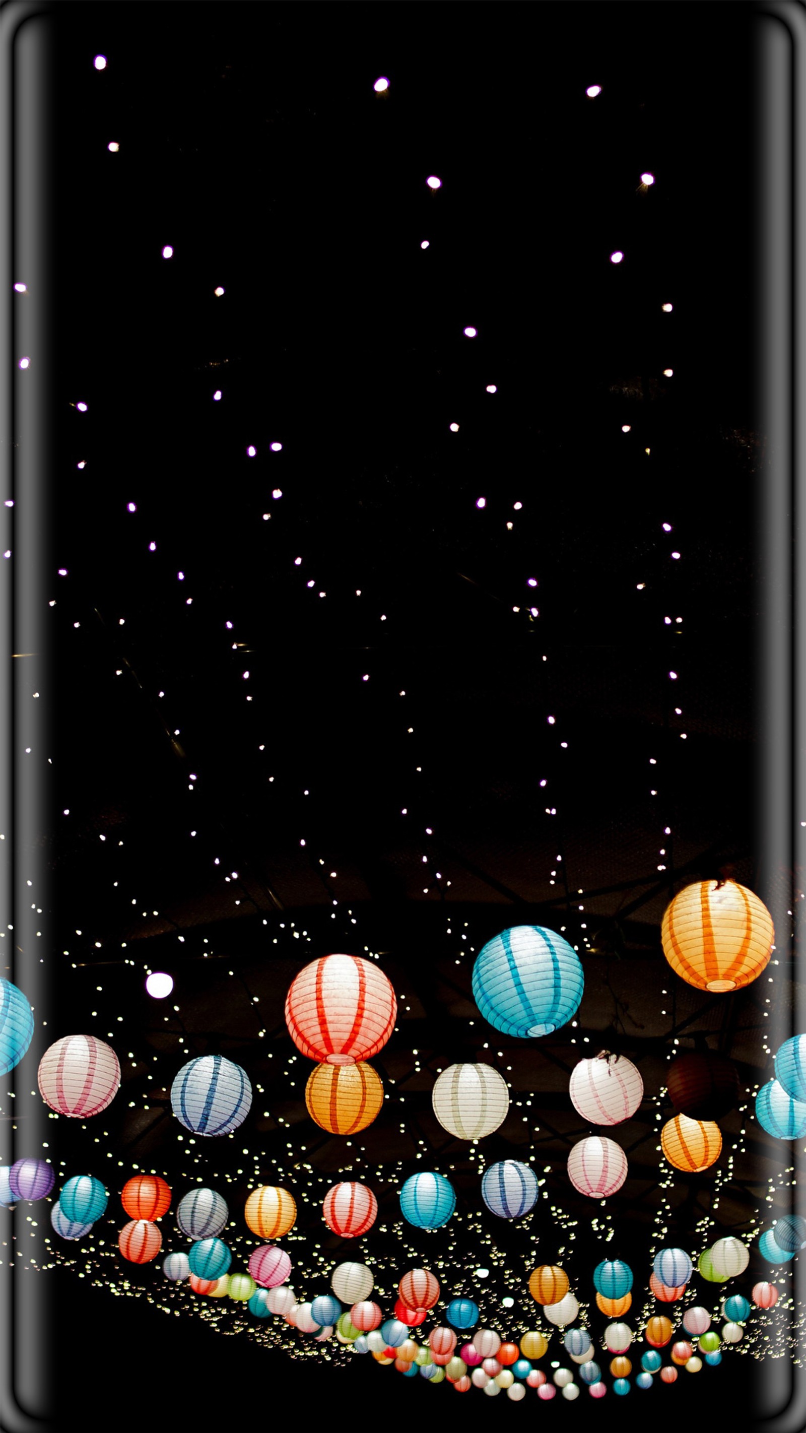 black, chinese lanterns, colorful, edge, happy wallpaper