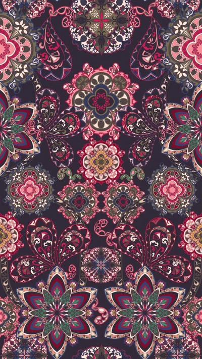 Vibrant Floral Abstract Pattern with Intricate Designs