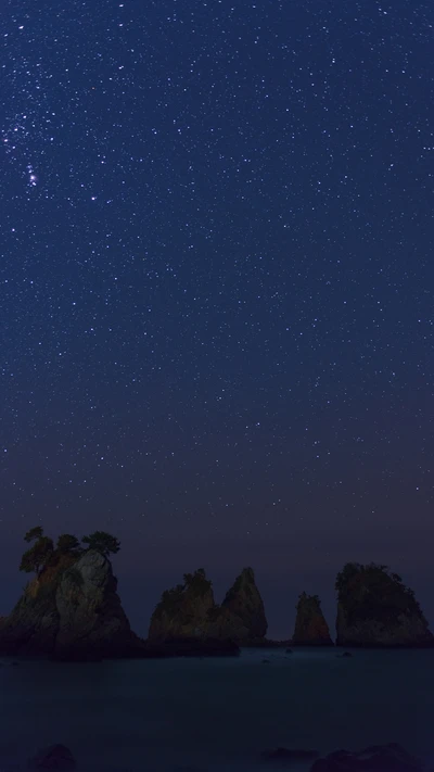 île, nuit, océan, mer