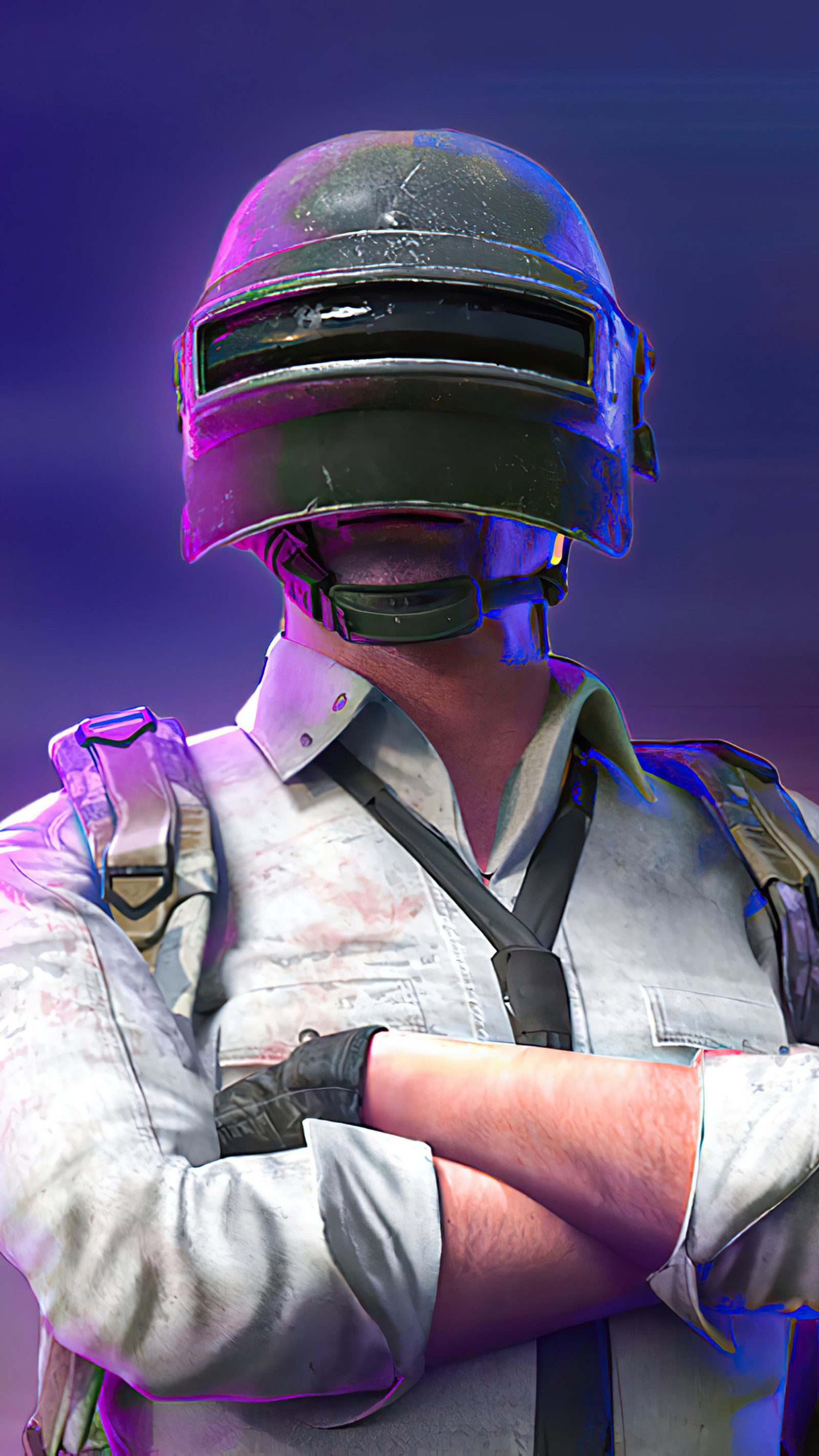 Arafed man in a helmet and tie standing with his arms crossed (battlegrounds, battleroyal, pubg)