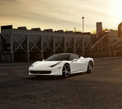 Ferrari 458 Italia: Une supercar époustouflante dans un cadre de coucher de soleil dramatique