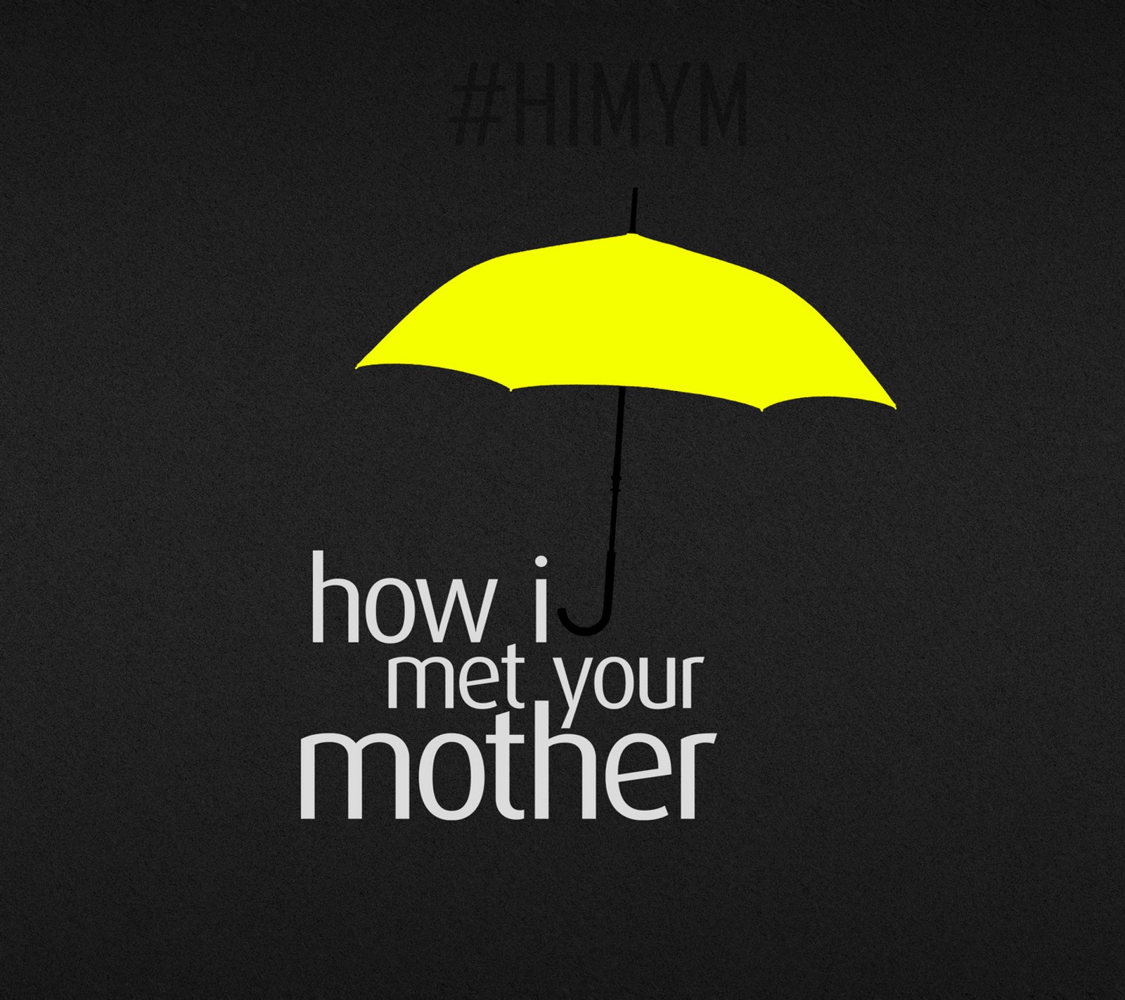 Ein gelber regenschirm mit der aufschrift 'wie ich eure mutter traf' (drama, himym, serie, fernseher, regenschirm)