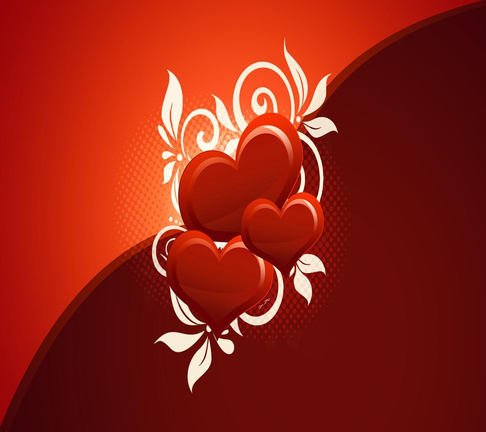 Valentines day background with hearts and swirls (love, wallpaper)