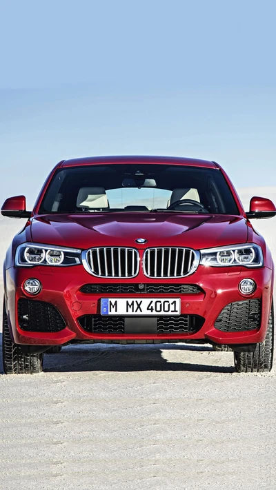 Elegante BMW X4 rojo en un paisaje desierto