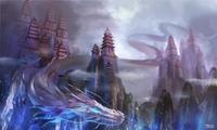 Majestic White Dragon Soars Over a Mystical Chinese Metropolis