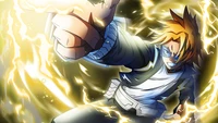 Denki Kaminari unleashes his electric powers in a dynamic pose