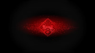 Logo de HP Omen en arte digital rojo llamativo