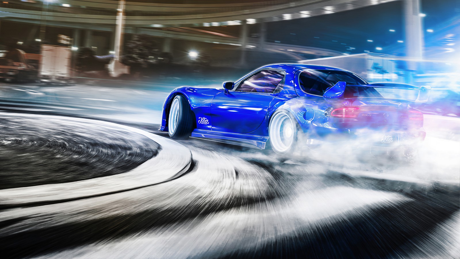 drifting, sports car, blue, supercar, motorsport wallpaper