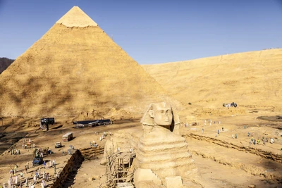 pyramide, grande sphinx de gizeh, merveilles du monde, site archéologique, sphinx