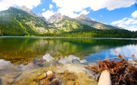 Reflexão tranquila das Montanhas Grand Teton em um lago sereno