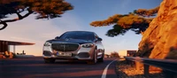 2021 Mercedes Maybach S on a scenic road at sunset