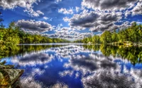 lake, nature, reflection, water, cloud