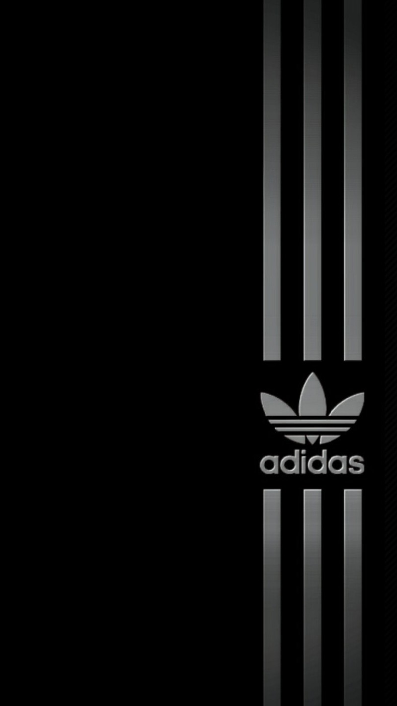 Логотип adidas на черном фоне (чёрный, серебро)