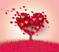 heart, love, pink, romantic, tree wallpaper