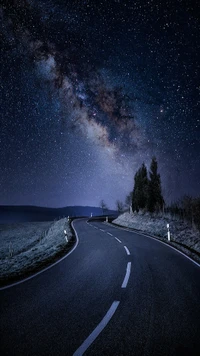 evening, night, road, star wallpaper