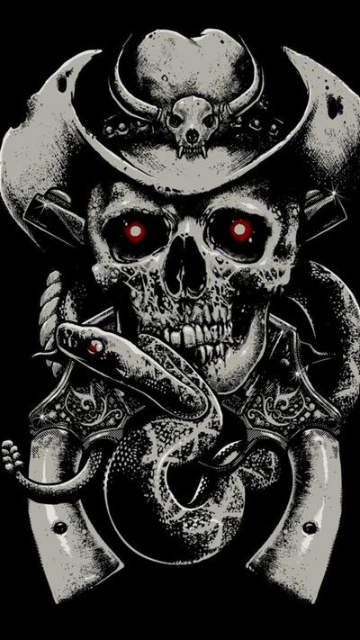 vaquero, diseño, gótico, calavera