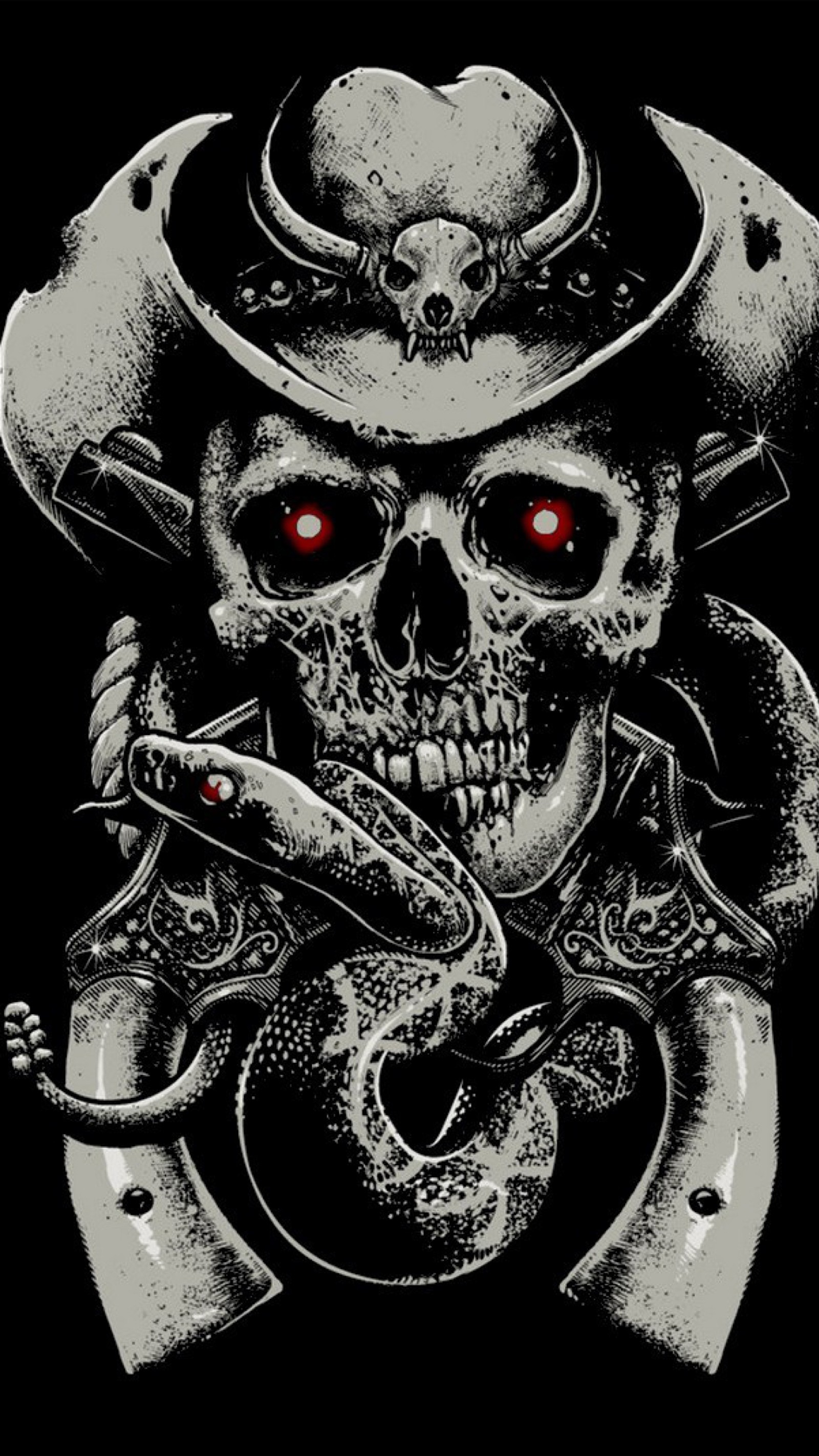 cowboy, design, gothic, skull Download Wallpaper