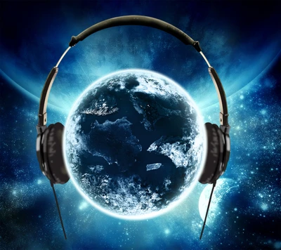 eart, galaxia, auriculares, música, nuevo