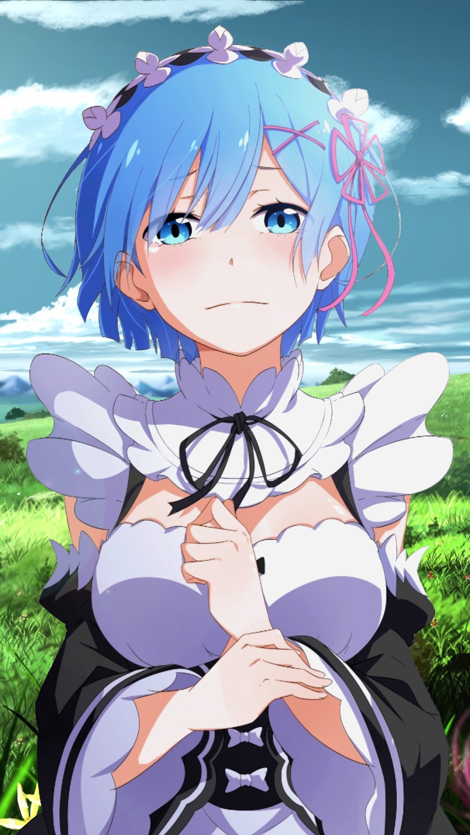 Téléchargez le fond d'écran anime, fille, paysage, ré, re