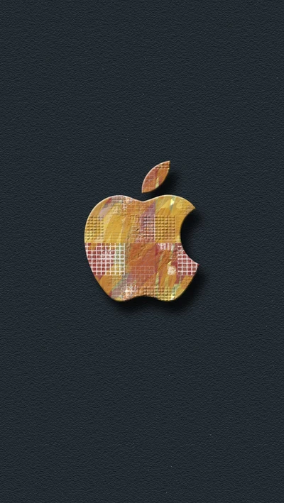 Interprétation abstraite colorée du logo Apple sur un fond sombre.